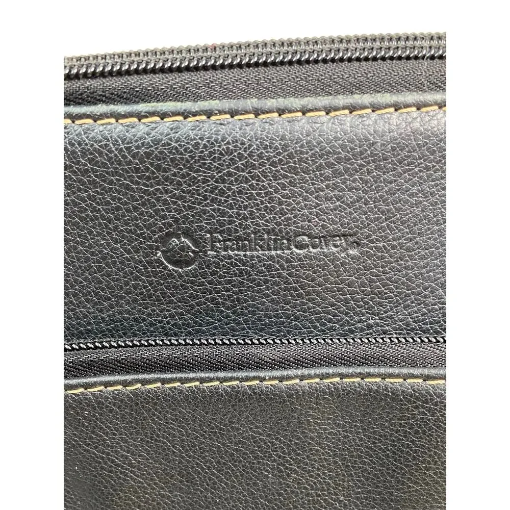 Franklin Covey Black Faux Leather Briefcase Tote Laptop‎ Bag *